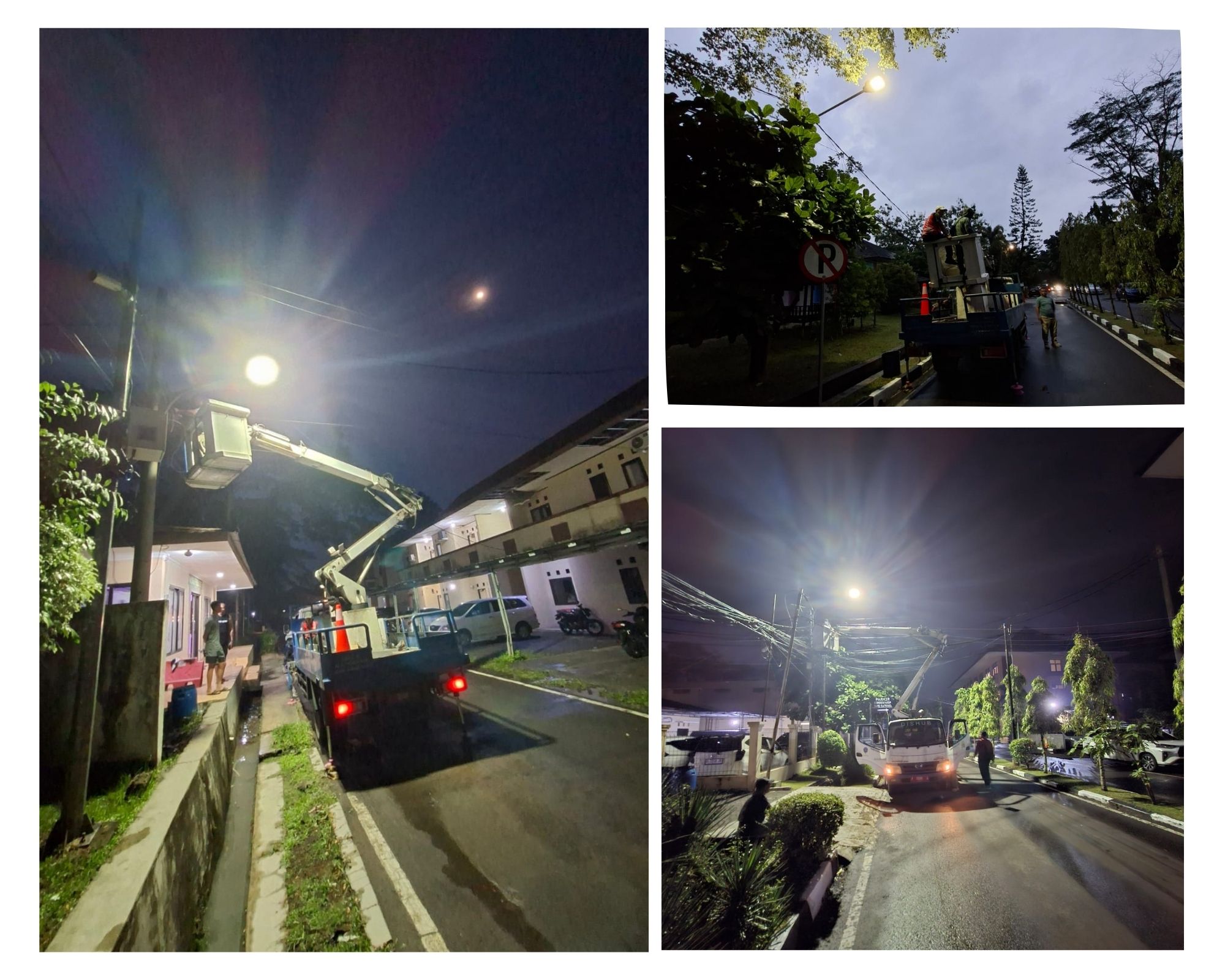 Kegiatan perbaikan penerangan jalan umum(PJU)Dinas Perhubungan Kota Serang Pergantian lampu 3 titik Lokasi Polda