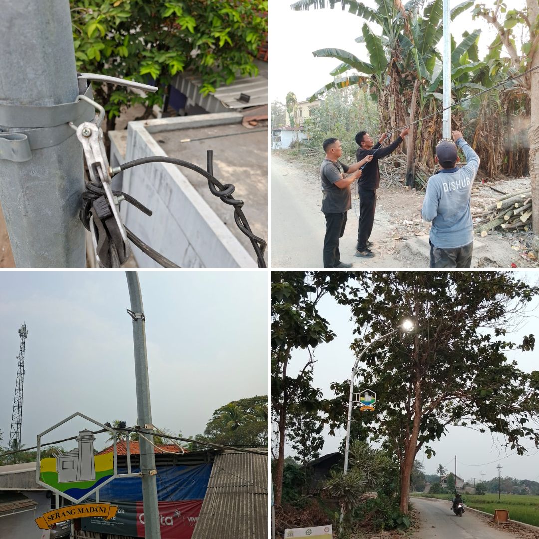 kegiatan penerangan jalan umum(PJU)Dinas perhubungan Kota Serang Perbaikan jaringan putus di kp. Teritih dan Perbaikan jaringan putus akibat pohon tumbang dikp. Kemerangen