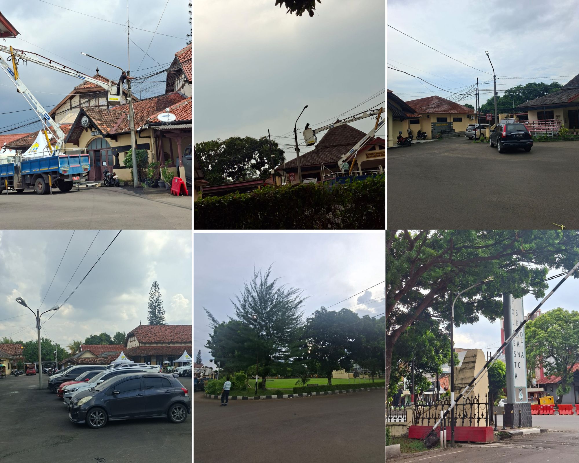 Kegiatan perbaikan lampu penerangan jalan umum(PJU)Dinas Perhubungan Kota Serang Pergantian lampu 4 titik lampu dan perbaikan jaringan di porles serang