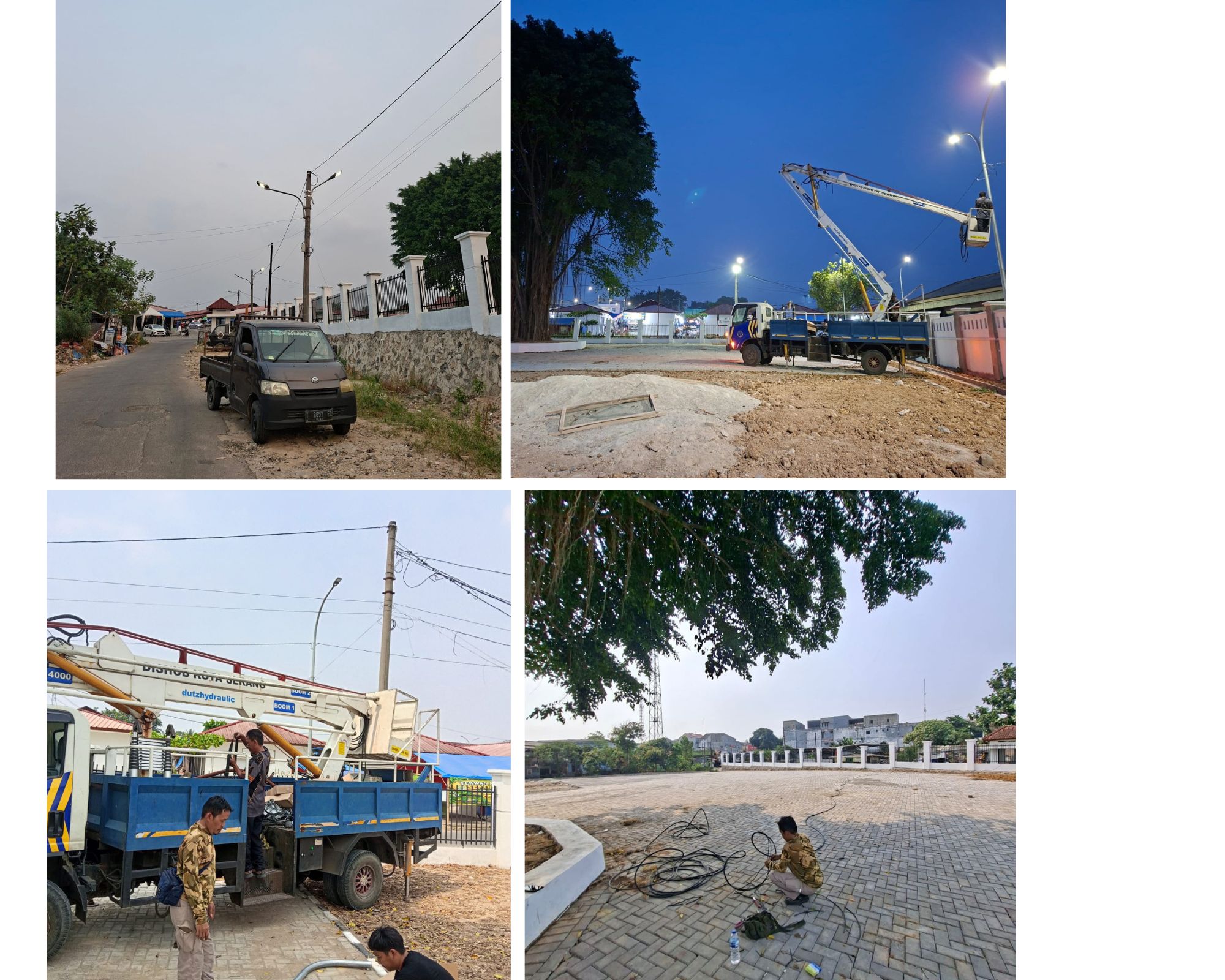 kegiatan penerangan jalan umum(PJU)Dinas Perhubungan Kota Serang Penyambungan jaringan dan pemasangan lampu 3 titik lokasi pasar Kepandean lokasi