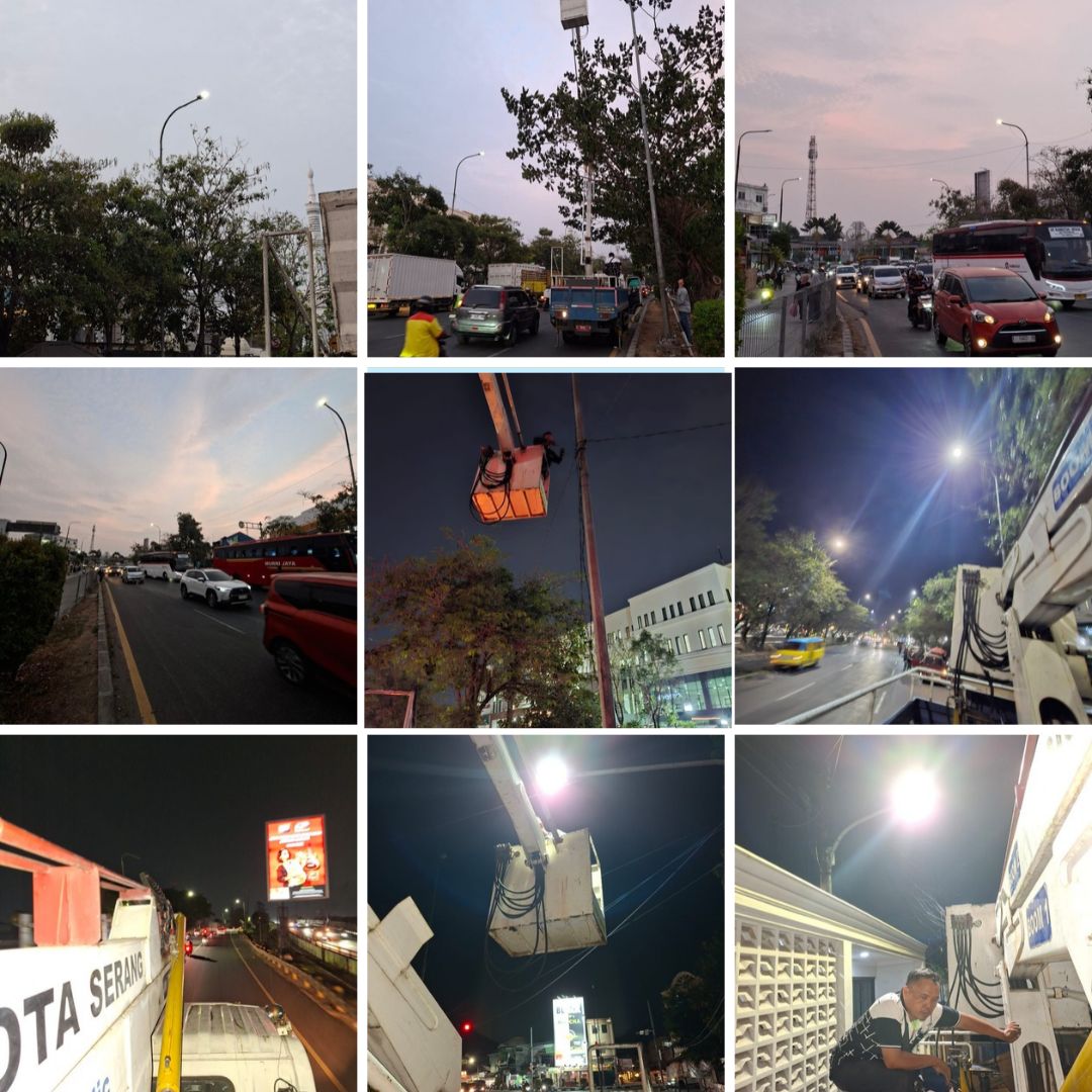 Kegiatan Penerangan jalan umum(PJU)Dinas Perhubungan Kota Serang Pergantian lampu 6 titik di akses pintu masuk tol serang timur