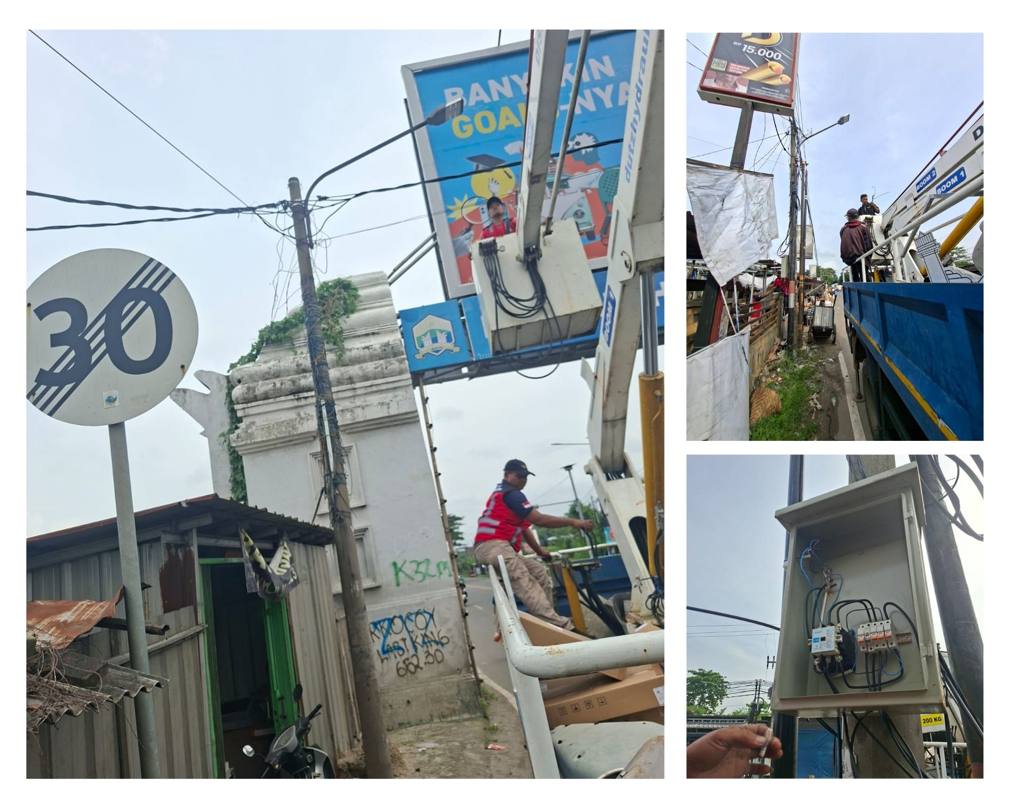 kegiatan penerangan jalan umum(PJU)Dinas Perhubungan kota serang kegiatan Pergantian lampu 10 titik  di jl. Raya jakarta-serang ( kalodran ) dan pemasangan panel