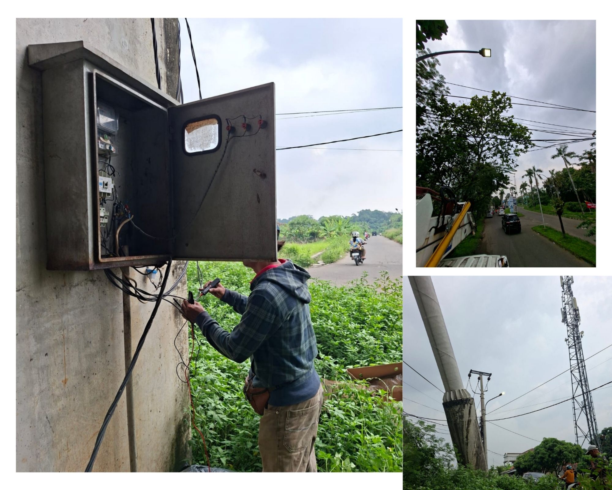 kegiatan perbaikan penerangan jalan umum(PJU)Dinas Perhubungan Kota Serang Perbaikan panel bogeg dan pengecekan panel lain nya di ksb