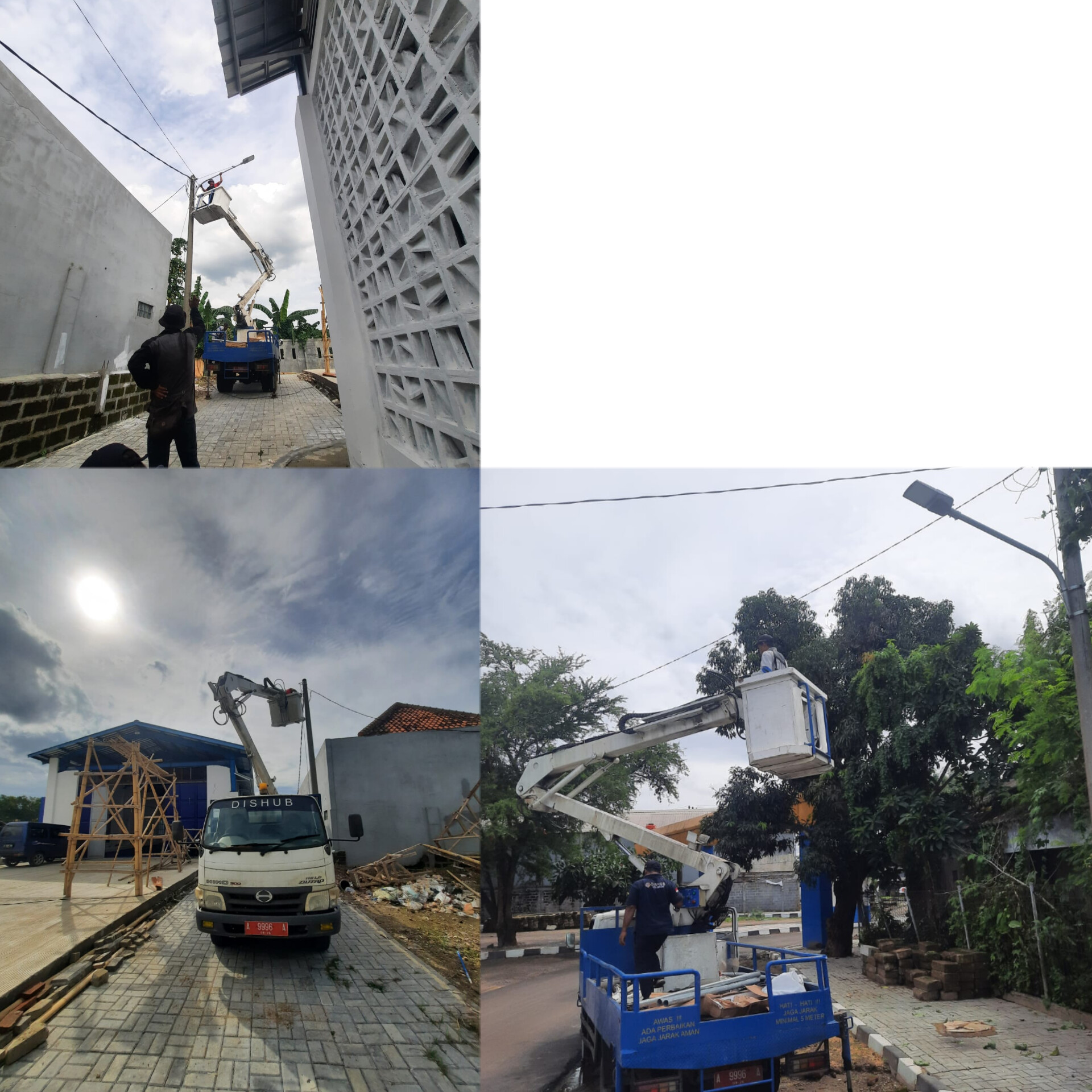 Perbaikan dan pemasangan lampu baru lokasi terminal cipocok