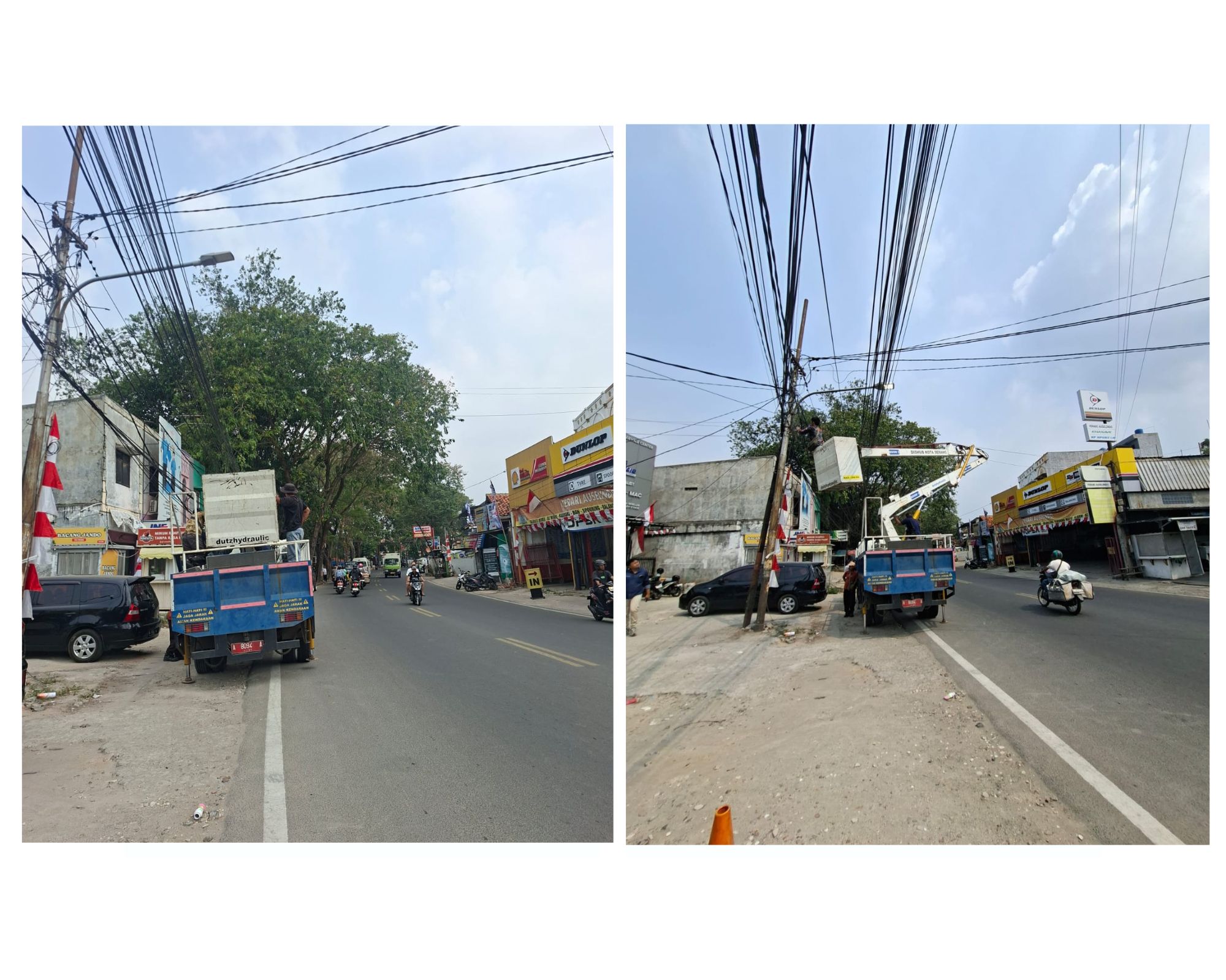 Kegiatan penerangan jalan umum(PJU)Dinas Perhubungan Kota Serang Pergantian lampu 2 titik lokasi  jln. Abdul fatah hasan ciceri