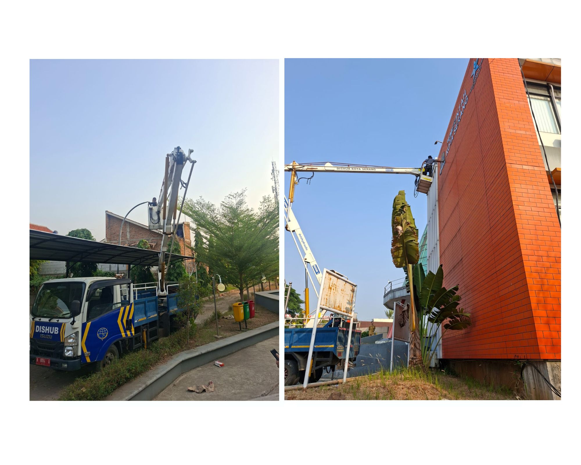 Kegiatan penerangan jalan umum(PJU)Dinas Perhubungan Kota Serang Pergantian lampu 2 titik dan pengukuran logo kota serang. Lampu lokasi  dinas perpustakaan