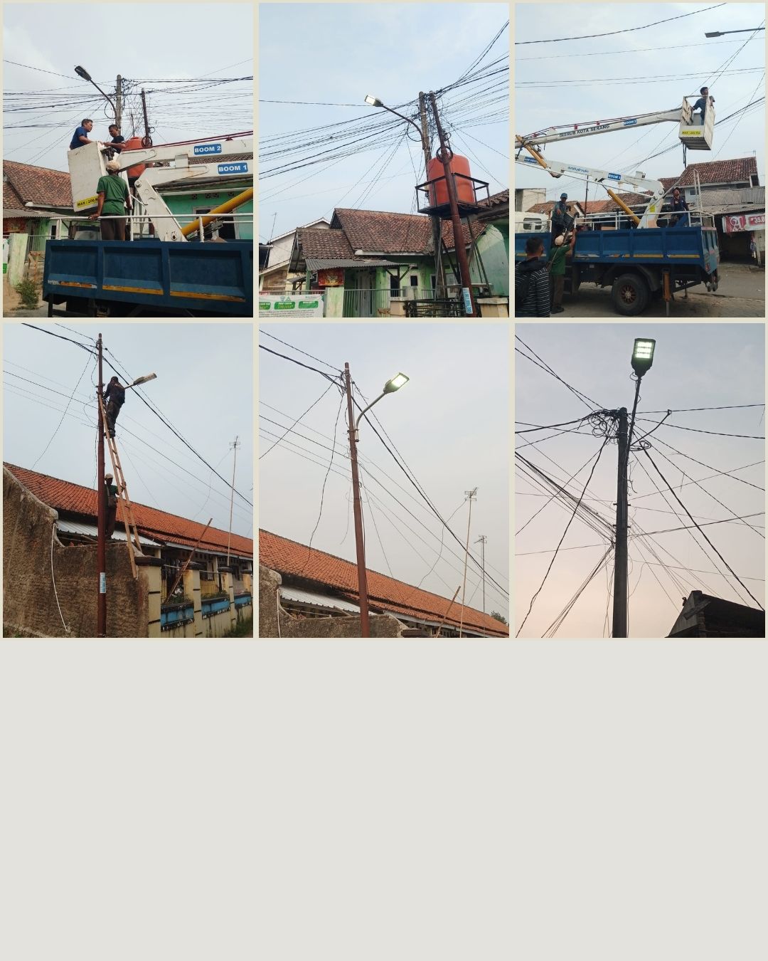 kegiatan penerangan jalan umum(PJU)Dinas Perhubungan Kota Serang Pergantian lampu 4 titik lokasi ciloang rt 4/9 dan Pemasangan baru 3 titik lokasi jagarayu