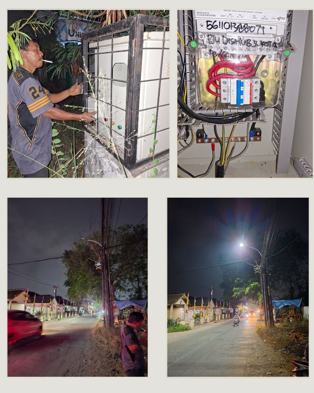Kegiatan penerangan jalan umum(PJU)Dinas Perhubungan Kota Serang Penormalisasian panel mcb meteran turun. Dan skarang Sudah normal kembali lokasi Kaligandu