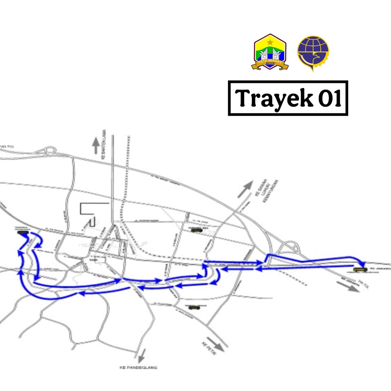 Nomor,Warna dan rute trayek angkutan