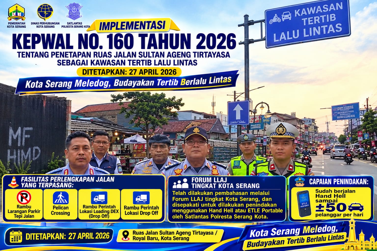 KEPWAL NO.160 TAHUN 2026 Tentang Penetapan Ruas Jalan Sultan Ageng Tirtayasa Seabagai Kawasan Tertib Lalu lintas yang di tetapkan 27 April 2026