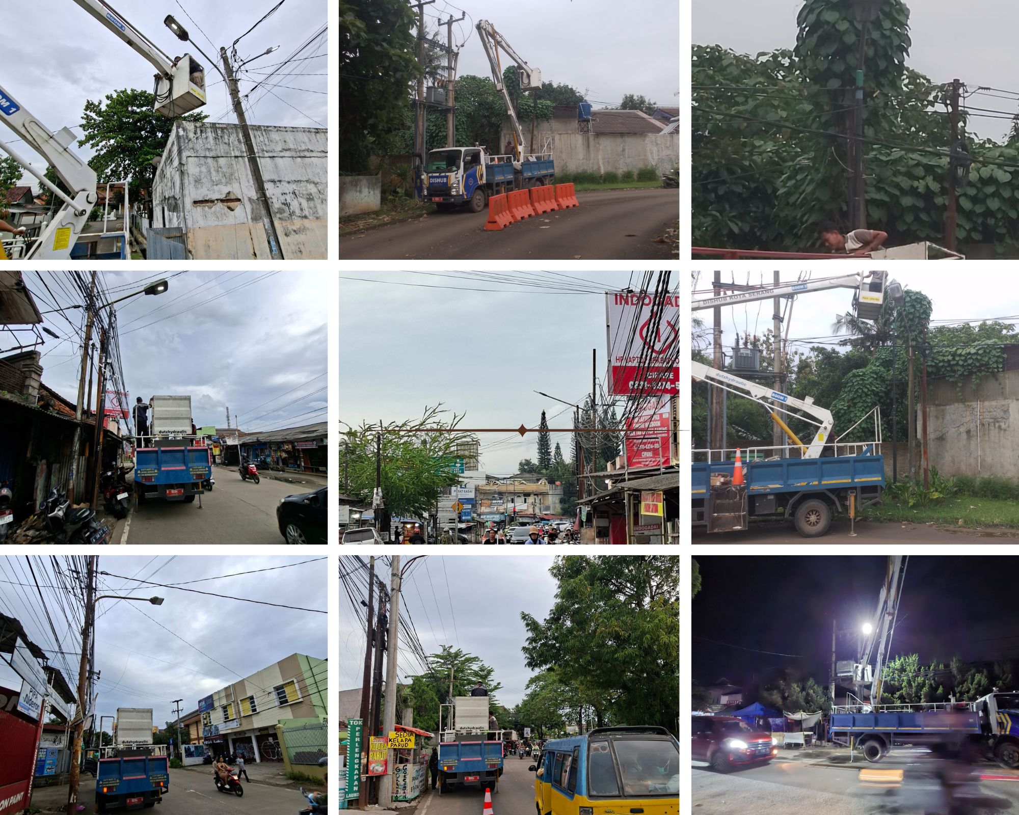 kegiatan perbaikan penerangan jalan umum(PJU) Dinas perhubungan kota serang pemasangan lampu dan perbaikan jaringan